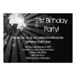 Silver Sparkle Disco Ball Custom Birthday Party invitations