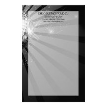 Silver Sparkle Disco Ball Party Custom Stationery