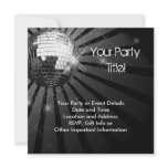 Silver Sparkle Disco Ball Party Custom Invitations