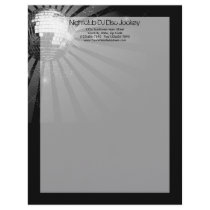 Silver Sparkle Disco Ball Party Custom Letterhead