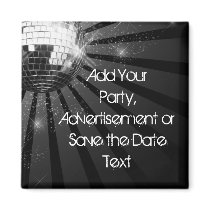Silver Sparkle Disco Ball Party Fridge Magnets