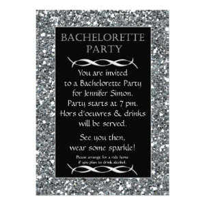 Silver Sparkle Look Bachelorette Party Invitation