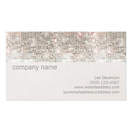 Silver Sparkle Sequin and Faux Linen Business Card (front side)