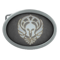 Silver Spartan Greek Warrior Black Belt Buckle