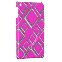 Silver Squares on Pink iPad Mini Case Template ipad mini cases