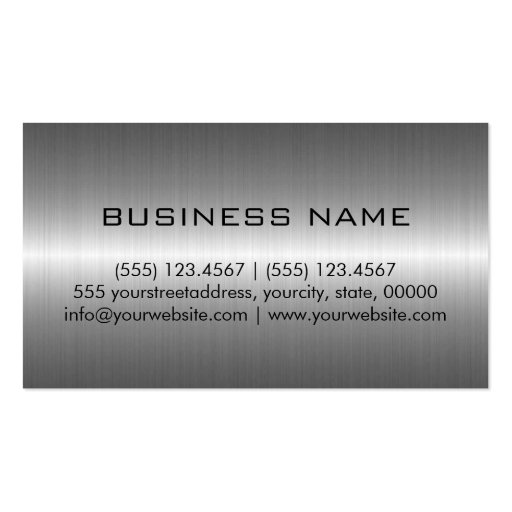 Silver Stainless Steel Metal Business Card Template (back side)
