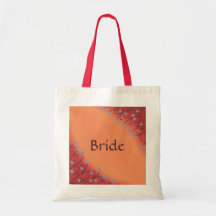 Silver Star Flowers on Orange Bride Canvas Bags