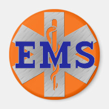 Silver Star of Life with Blue EMS Fridge Magnets