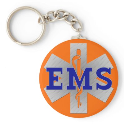 Silver Star of Life with Blue EMS Keychain