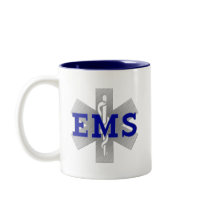 Silver Star of Life with Blue EMS Coffee Mug