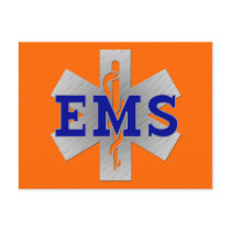 Silver Star of Life with Blue EMS Post Cards