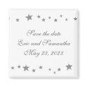 Silver stars border, Save the date wedding magnet magnet