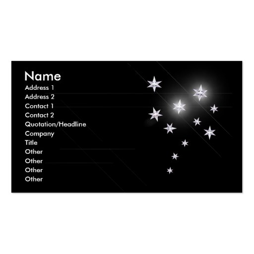 Silver Stars - Business Size Business Card Template (front side)