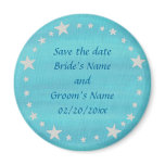 Silver Stars Circle on blue, Save the date magnet magnets