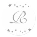 Silver Stars, Monogram Wedding Seals sticker