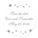 Silver Stars, Save the date stickers, weddings sticker