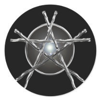 Silver Sticks Pentagram Sticker