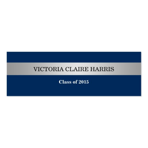 Silver stripe blue class year graduate name card business card templates