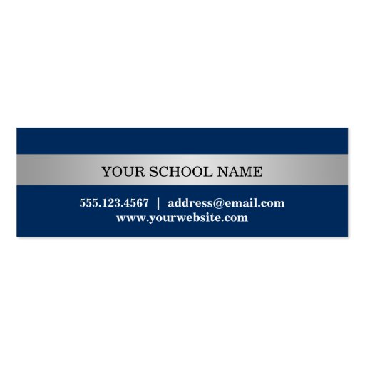 Silver stripe blue class year graduate name card business card templates (back side)