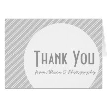 Silver Striped Art Deco Business Thank You Note Greeting Cards