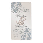Silver Swirl Champagne Jeweled  Wine Label