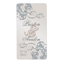 Silver Swirl Champagne Jeweled  Wine Label