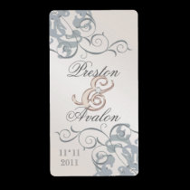 Silver Swirl Champagne Jeweled  Wine Label labels