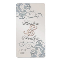 Silver Swirl Champagne Jeweled  Wine Label