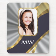 Silver swirl photo template mouse pad