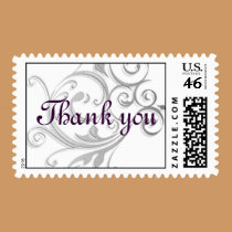 Silver Swirl Thank you Postage Stamp stamps