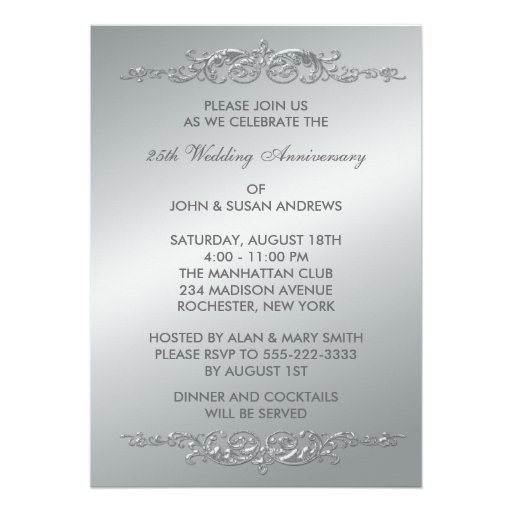 Silver Swirls 25th Wedding Anniversary Invitation