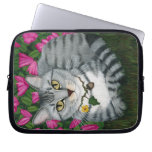 Silver Tabby Cat Garden Cat Art Laptop Sleeve laptop sleeves
