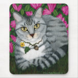 Silver Tabby Cat Garden Cat Mousepad mousepads