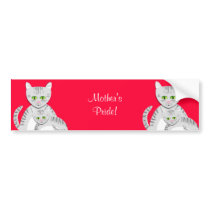Silver Tabby Mother Cat and Kitten bumper stickers