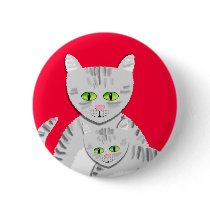 Silver Tabby Mother Cat and Kitten buttons