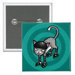 Silver Tabby on RollerSkates Pins