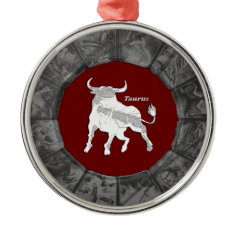 Silver Taurus Bull Zodiac Ornament