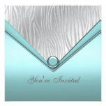 Silver Teal Blue Party Invitation Template