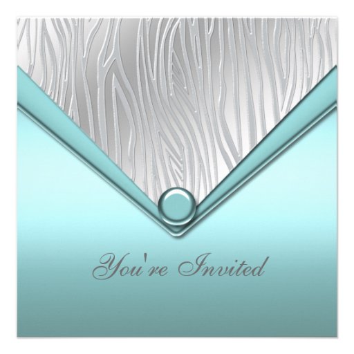 Silver Teal Blue Party Invitation Template