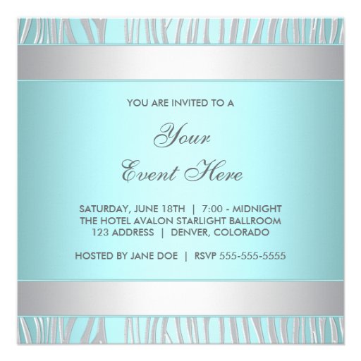 Silver Teal Blue Party Invitation Template
