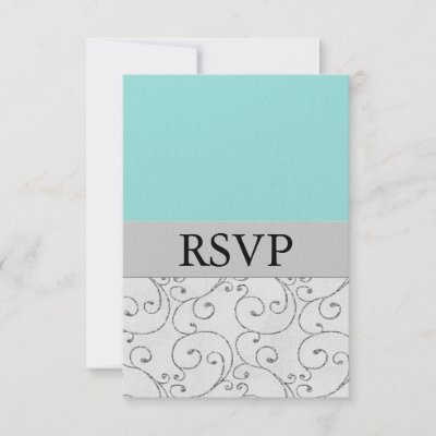 Silver Tiffany Blue Wedding RSVP Response Cards Invitations by