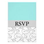 Silver & Tiffany Blue Wedding RSVP Response Cards Invitations