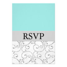 Silver & Tiffany Blue Wedding RSVP Response Cards Invitations