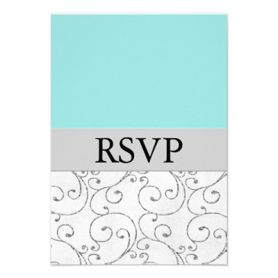 Silver &amp; Tiffany Blue Wedding RSVP Response Cards Invitations