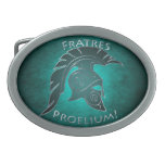 Silver To Battle Spartan Warrior Teal Belt Buckle
