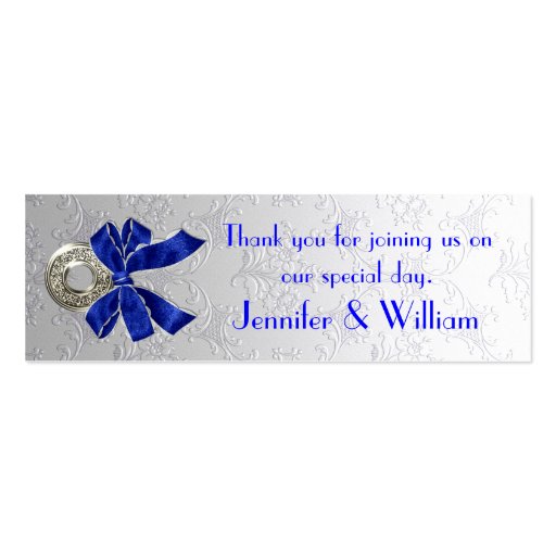 Silver Tone Damask Custom Wedding Favor Tags Business Cards (front side)
