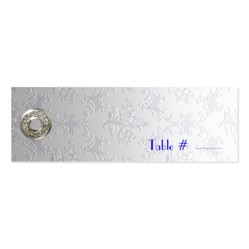 Silver Tone Damask Custom Wedding Favor Tags Business Cards (back side)
