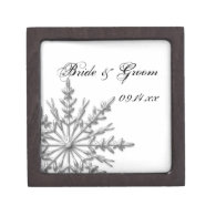 Silver Tone Snowflake Winter Wedding Gift Box Premium Jewelry Box