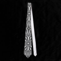 Silver Tribal Geometric Fashion Art Necktie ties