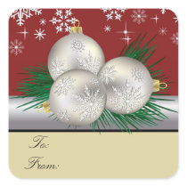 Silver Trio Gift Tags Square Stickers